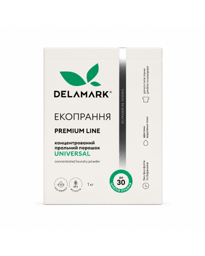 Концентр. безфосф. пральний порошок DeLaMark Premium Line Universal з ефектом кондиціонера 1 кг