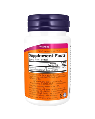 Now Foods Витамин D3 2000 МО 30 капс.
