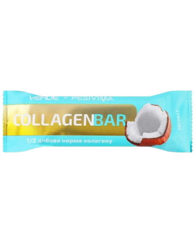 Батончик з морським колагеном VERDE COLLAGEN BAR з кокосом у чорному шоколаді 30 г