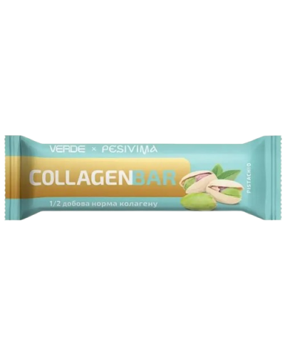 Батончик з морським колагеном VERDE COLLAGEN BAR з фісташками та білим шоколадом 30 г