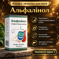 Альфалінол - альфа-ліпоєва кислота 400 мг 90 капс.