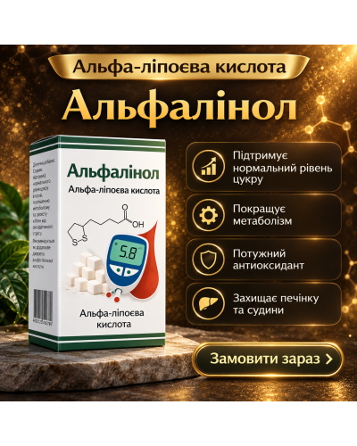 Альфалінол - альфа-ліпоєва кислота 400 мг 90 капс.