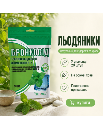 Льодяники БРОНХОВІД Shivmed м'ята 20 шт.