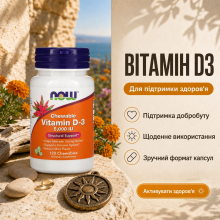Now Foods Витамин D3 5000 МЕ 125 мкг 120 капс.