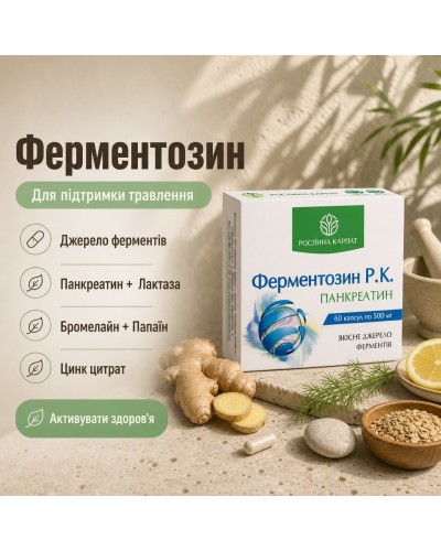 Ферментозин Р.К. Рослина Карпат источник ферментов 60 капс. по 500 мг