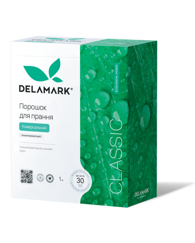 Концентрований безфосфатний пральний ЕКОпорошок DeLaMark Classic Universal 1 кг