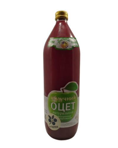 Оцет яблучний-терновий Адамівка нефільтрований, непастеризований 1 л