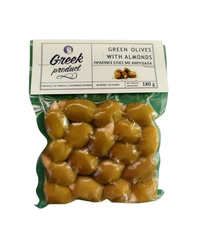Оливки зелені з мигдалем Greek Product без кісточки 180 г