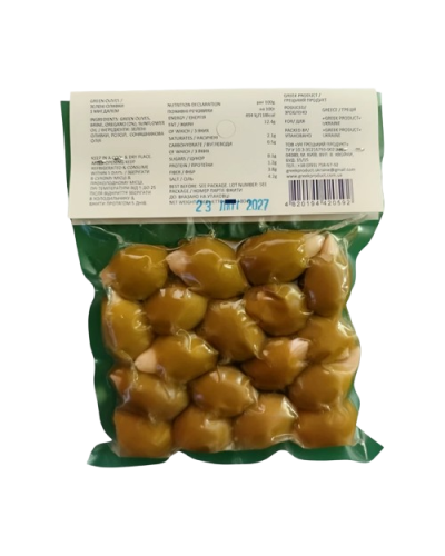 Оливки зелені з мигдалем Greek Product без кісточки 180 г