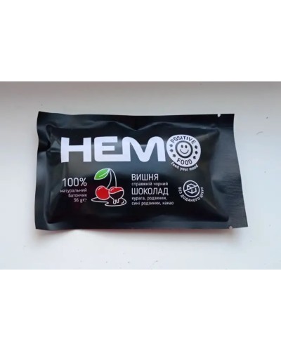 Батончик Positive Food HEMO вишня в шоколаде без сахара 36 г