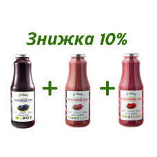 Комплект із 3-х пляшок ягідних паст LiQberry 1000 мл зі знижкою 10%: чорниця, брусниця, журавлина