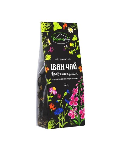 Іван-чай Карпатчай Трав'яна суміш купаж на основі чорного чаю 30 г