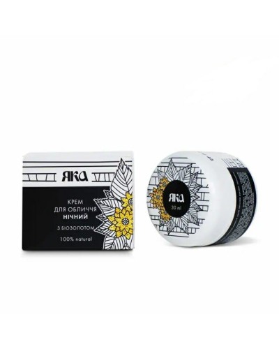 Нічний крем для обличчя з біозолотом Відновлювальний Яка 30 мл