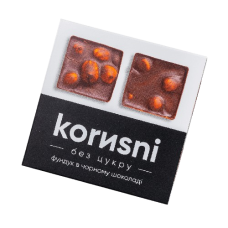 Натуральні цукерки KORИSNI Фундук в чорному керобному шоколаді 100 г