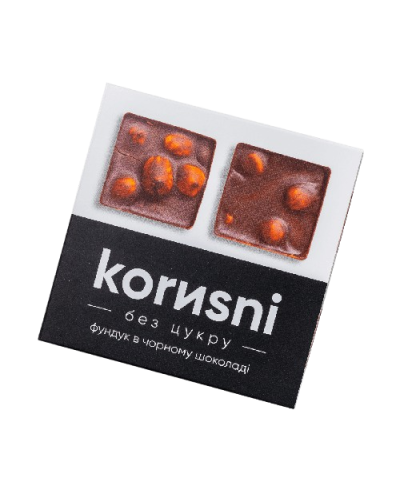 Натуральні цукерки KORИSNI Фундук в чорному керобному шоколаді 100 г