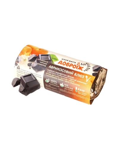 Натуральний батончик Доброїж Абрикосовий блюз у чорному шоколаді без цукру 36 г