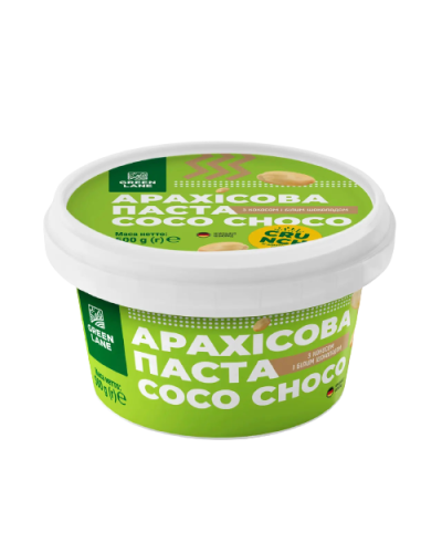 Арахісова паста-кранч Green Lane COCO CHOCO CRUNCH з кокосом та білим шоколадом 500 г