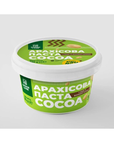 Арахісова паста-кранч Green Lane COCOA CRUNCH з какао та фініковим сиропом, без цукру 500 г
