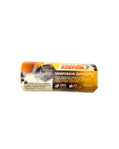Натуральний батончик Зачарована динька в чорному шоколаді без цукру Доброїж 36 г