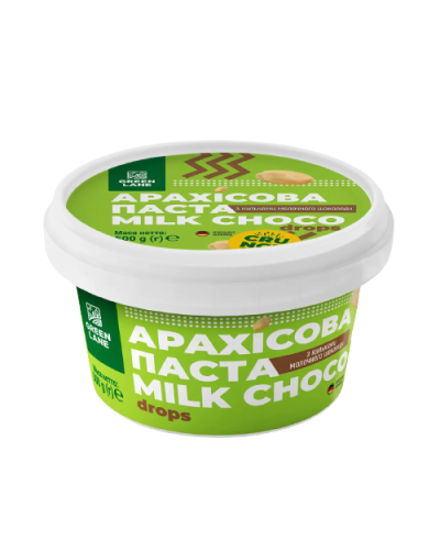 Арахісова паста-кранч Green Lane MILK CHOCO DROPS CRUNCH з дропсами молочного шоколаду 500 г