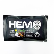 Батончик з пророщених зерен Positive Food HEMO кероб, кокос, родзинки в чорному шоколаді без цукру 40 г