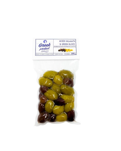 Оливки асорті Каламата та зелені з кісточкою Greek Product 100 г