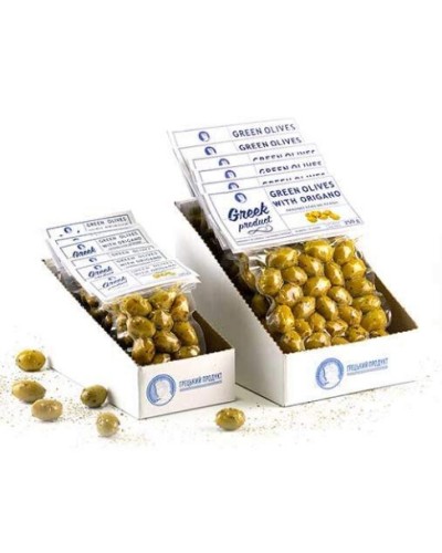 Оливки зелені з кісточкою Greek Product та орегано 100 г