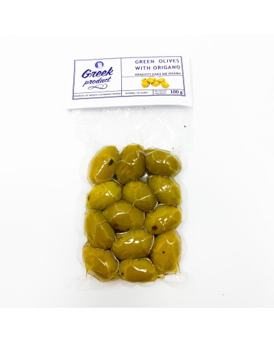 Оливки зелені з кісточкою та орегано Greek Product 100 г