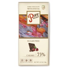 Шоколад чорний Стевіясан Pure Delight 75% з вишнею та ацеролой без цукру 90 г