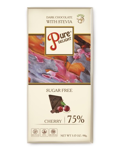 Шоколад чорний Стевіясан Pure Delight 75% з вишнею та ацеролой без цукру 90 г