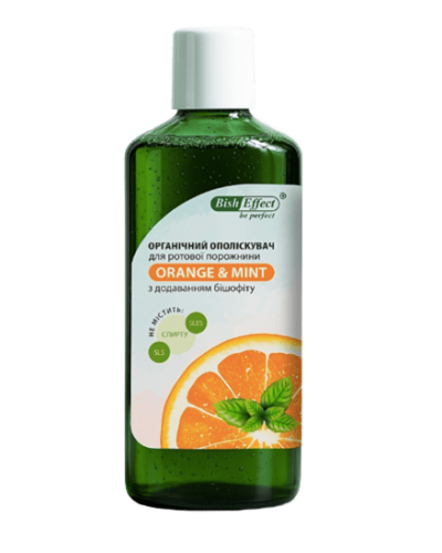 Ополіскувач для ротової порожнини з бішофітом BishEffect апельсин-м'ята 500 мл