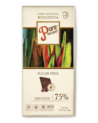Шоколад чорний Стевіясан Pure Delight 75% з протеїном без цукру 90 г
