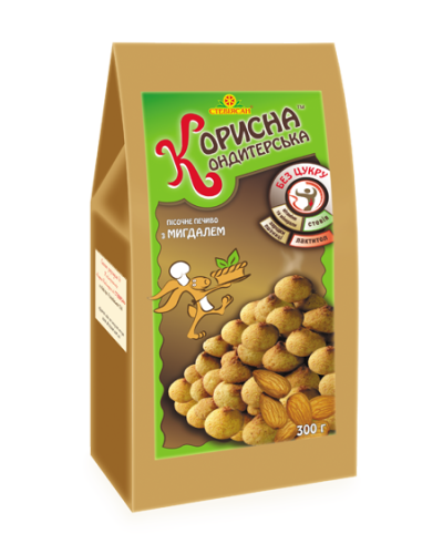 Печиво "Корисна Кондитерська" з мигдалем без цукру (зі стевією), 300 г