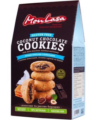 Печиво MonLasa кокосове з шоколадом (vegan), 120 г