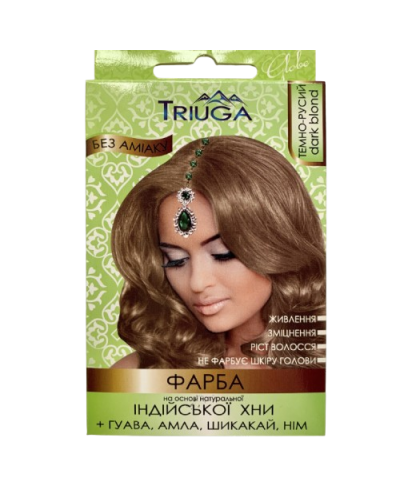 Природная краска для волос на основе хны темно-русый, 25 г, Триюга