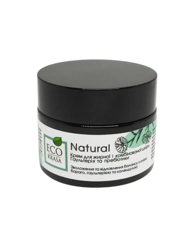 Крем для обличчя EcoKrasa для жирної та комбінованої шкіри Гаультерія та пребіотики 50 мл