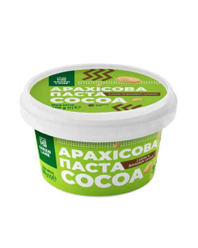 Арахісова паста Green Lane COCOA з какао та фініковим сиропом, без цукру 500 г