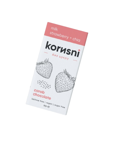 Шоколад молочний Полуниця-Чіа KORИSNI 90 г