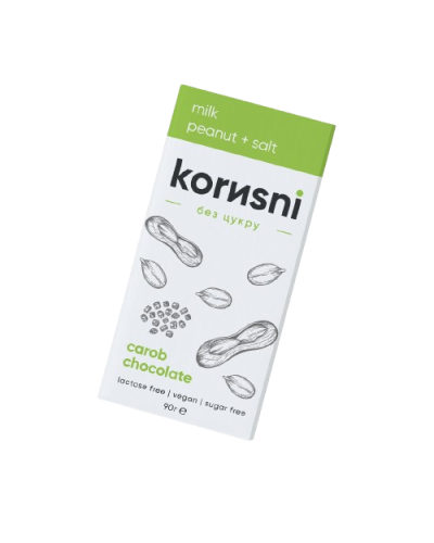 Шоколад на керобі молочний Арахіс-Гімалайська сіль KORИSNI 90 г