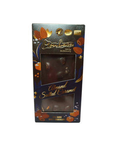 Крафтовий шоколад чорний 76% на меду з мигдалем і солоною карамеллю MonLasa 80 г