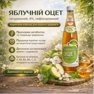 Натуральний яблучний оцет: користь і як пити