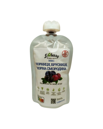 Паста LiQberry Ягідний мікс чорниця, брусниця, смородина дой-пак 100 мл