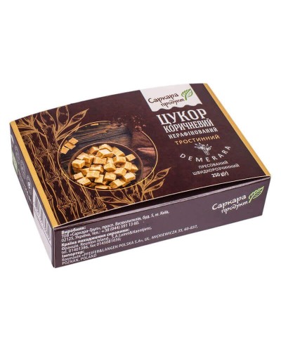 Цукор тростинний Демерара коричневий нерафінований пресований Саркара продукт 250 г