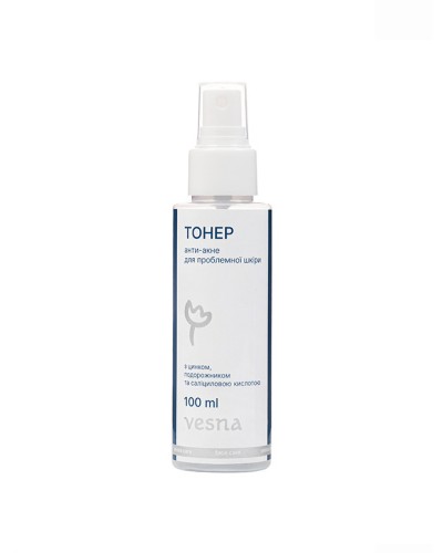 Тонер для проблемної шкіри VESNA анти-акне з цинком, подорожником і саліциловою кислотою 100 мл
