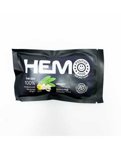 Батончик Positive Food HEMO кунжут у чорному шоколаді без цукру 40 г