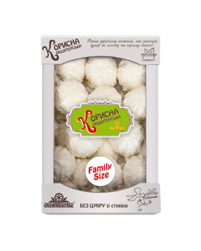 Зефір білий у кокосі Корисна Кондитерська без цукру 500 г