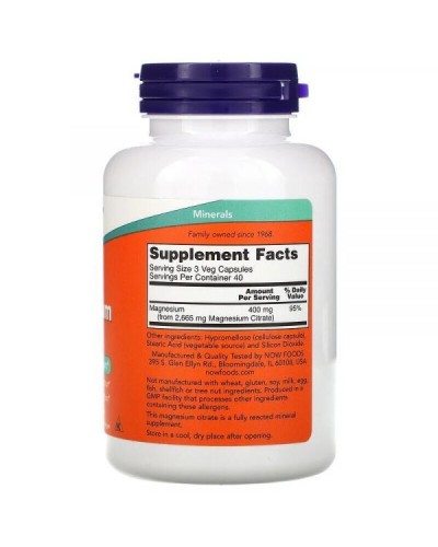 Now Foods Magnesium Citrate Магнію цитрат 400 мг 120 капс.