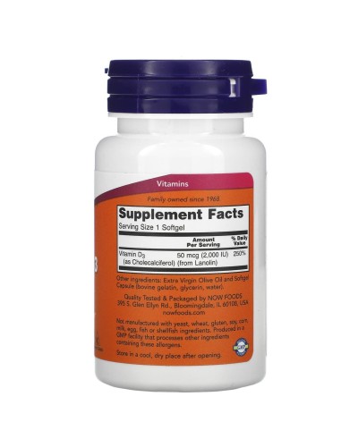 Now Foods Витамин D3 2000 МО 50 мкг 120 капс.