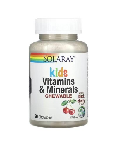 Solaray Жувальні Вітаміни та Мінерали для дітей зі смаком вишні 60 шт.