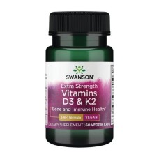 Swanson Extra Srength D3 vegan 125 мкг + K2 (MK-7) 100 мкг 60 vegcaps